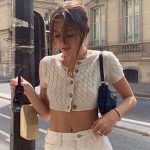 Aritzia Sunday Best Cropped Knit Cardigan